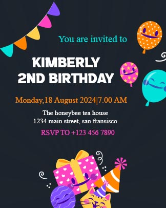 Birthday Party Invitation Portrait Card