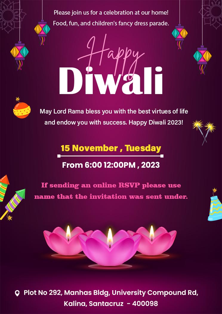 Diwali Celebration A4 Invitation Template