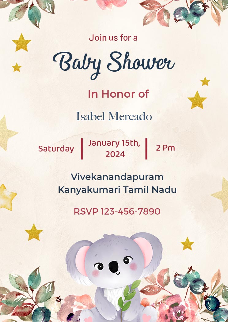 Girls Koala Baby Shower Invitations — Party Beautifully