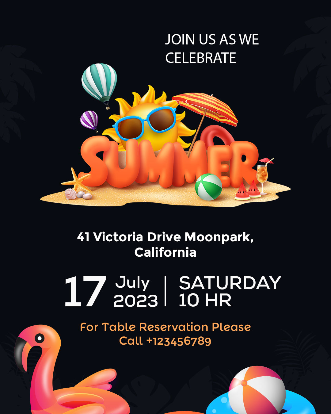 Summer Party Card Template