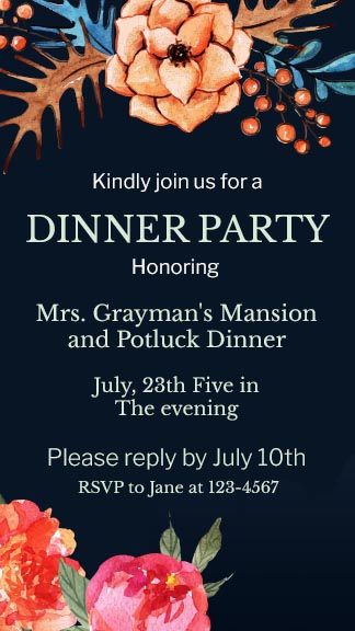 Simple Dinner Party Instagram Story Invitation Card