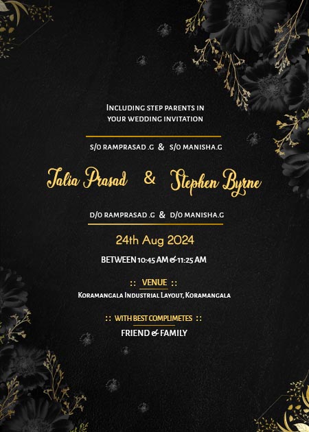 Floral South Indian Wedding Invitation Card