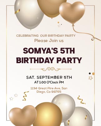 Birthday Party Free Invitation Card