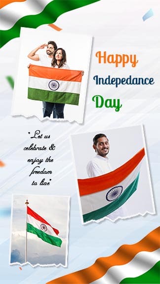 Independence Day India Light Blue Photo Collage Instagram Story