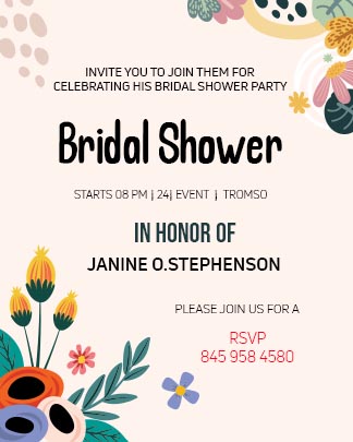 Colourful Bridal Shower Invitation Template