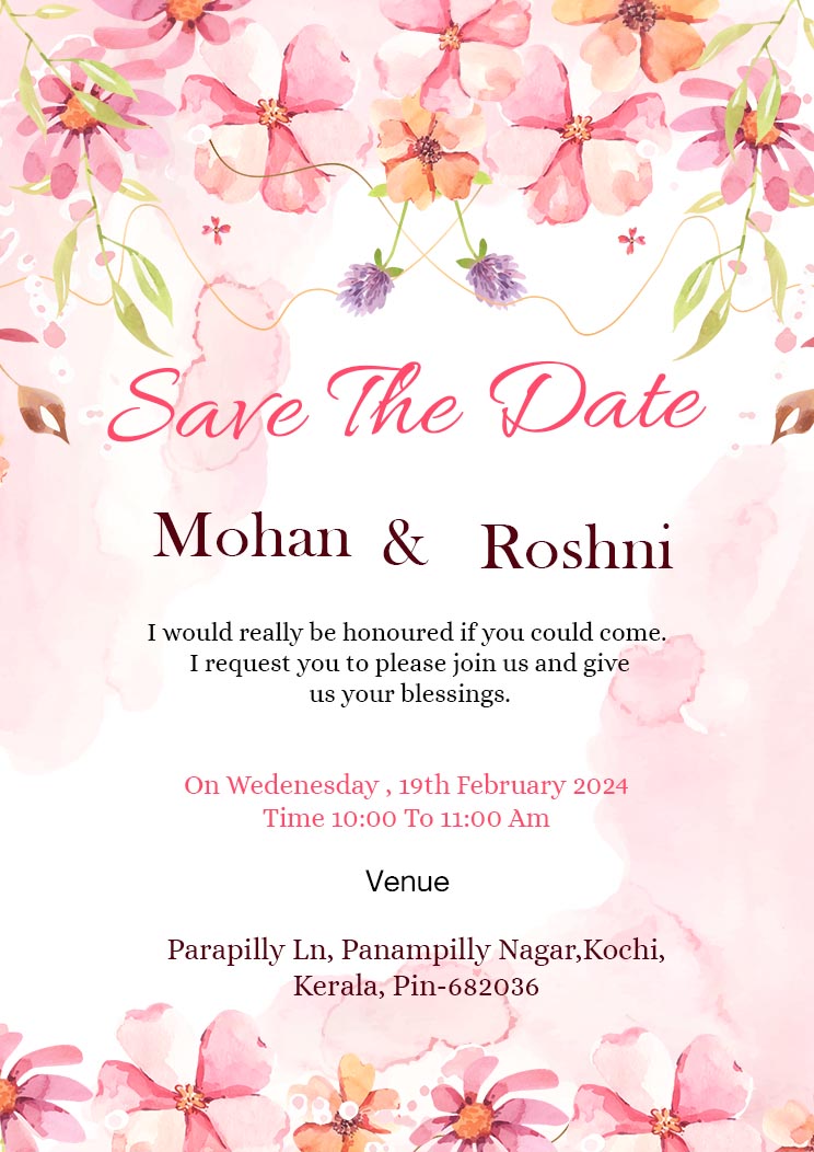 Floral Save the Date Wedding Invitation Template