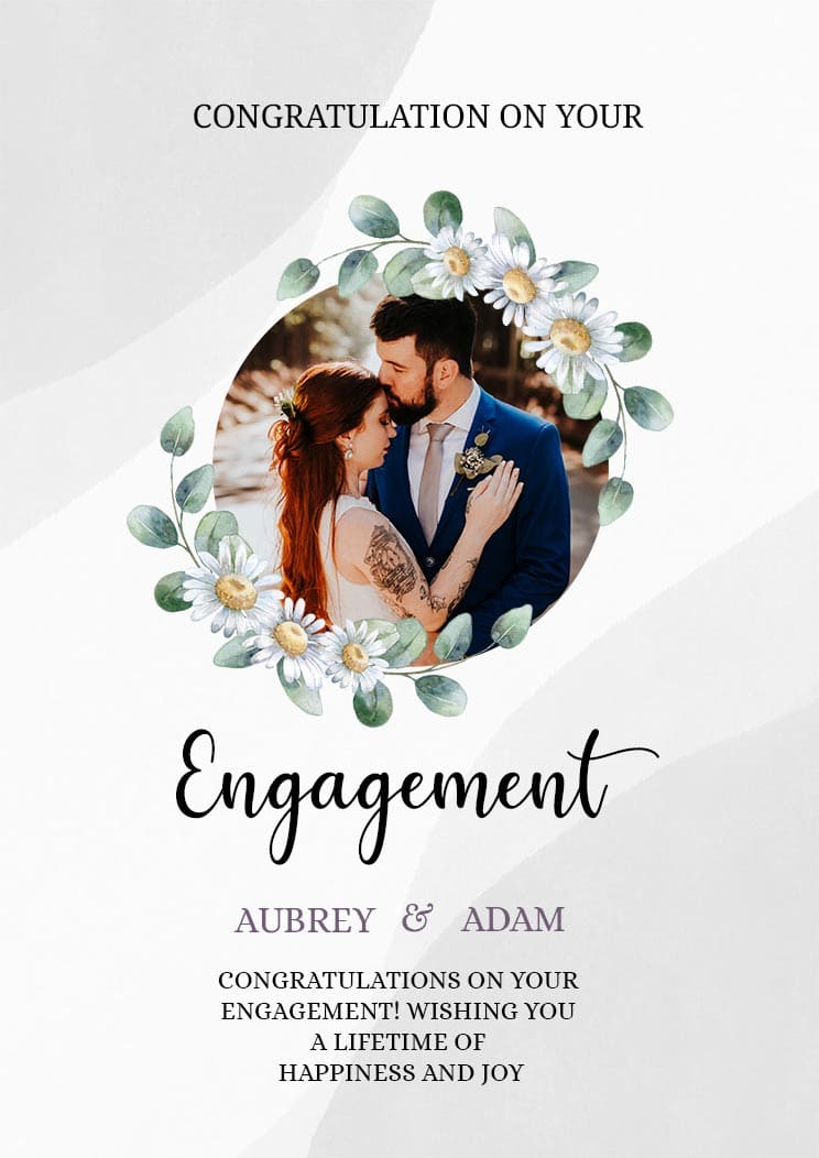 Elegant A4 Greeting Card For Engagement