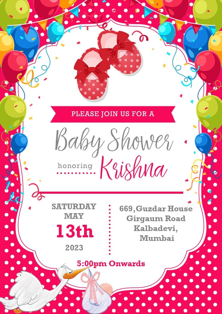 White and Pink Baby Shower Invitation