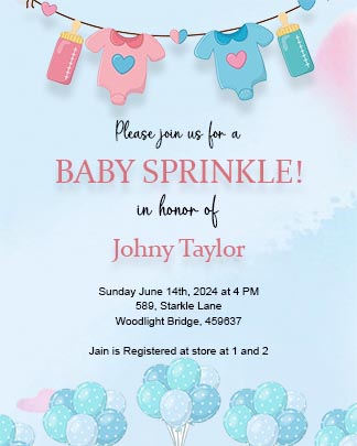 Sip and See Baby Invitation Portrait Template