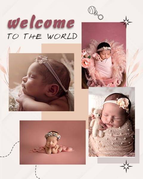 Welcome Baby Photo Collage Story Template