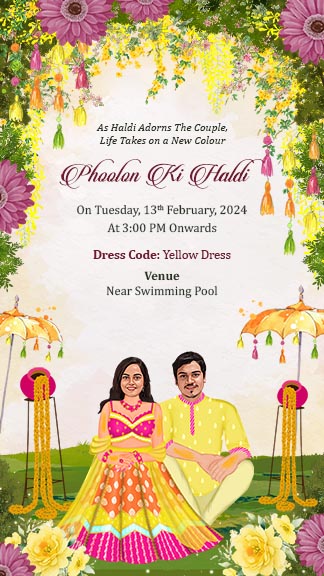 Caricature Indian Wedding Invitation