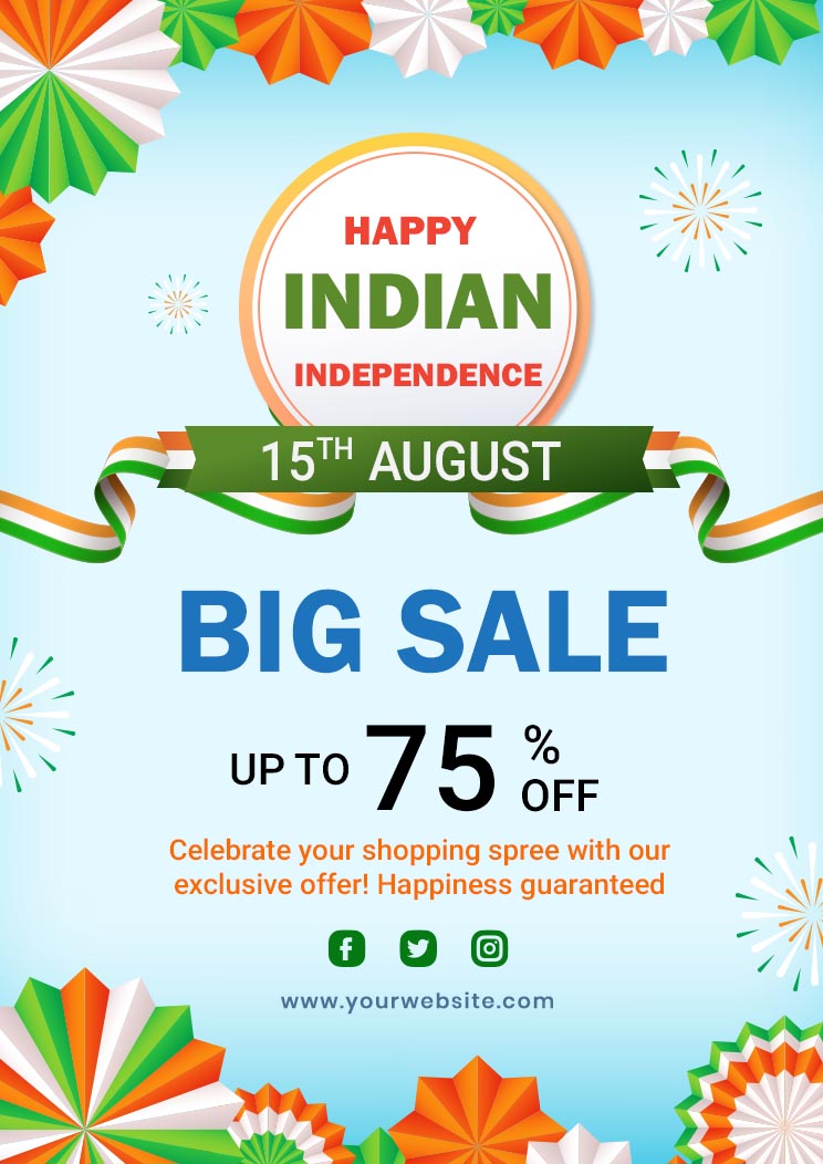 Indian independence Day Big Sale Offer Poster Template