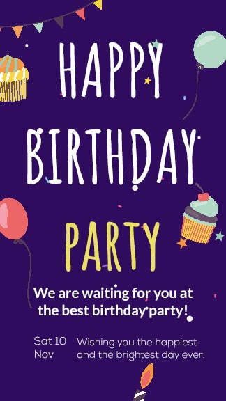 Birthday Party Invitation Instagram Story Template