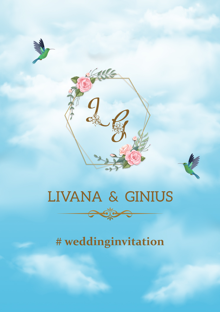 Wedding Invitation Template Modern Blue Sky Cloud Page 1