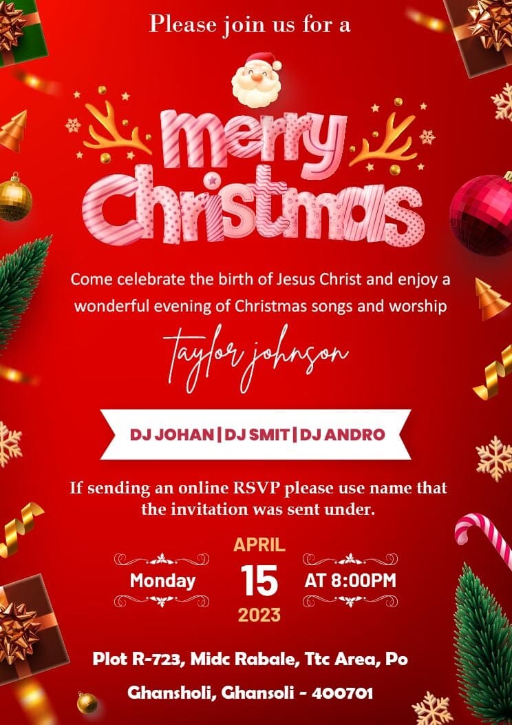 Free Merry Christmas Invitation Template