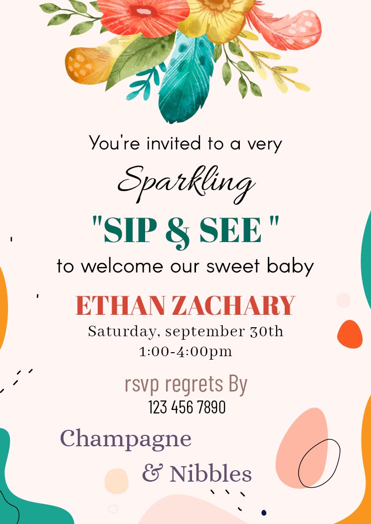 Free Sip And See Invitation Template