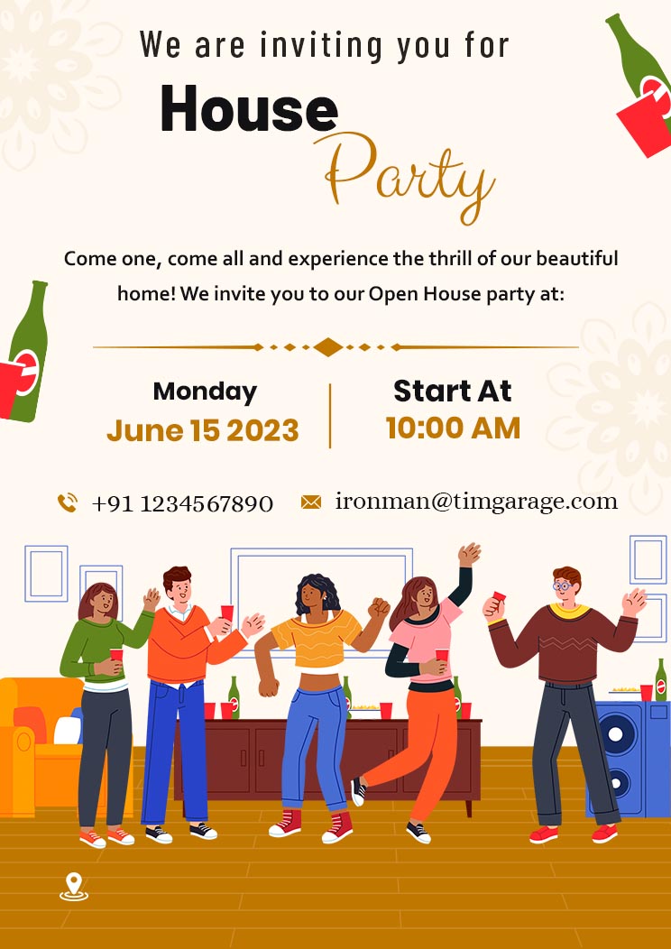 Free House Party Invitation Card