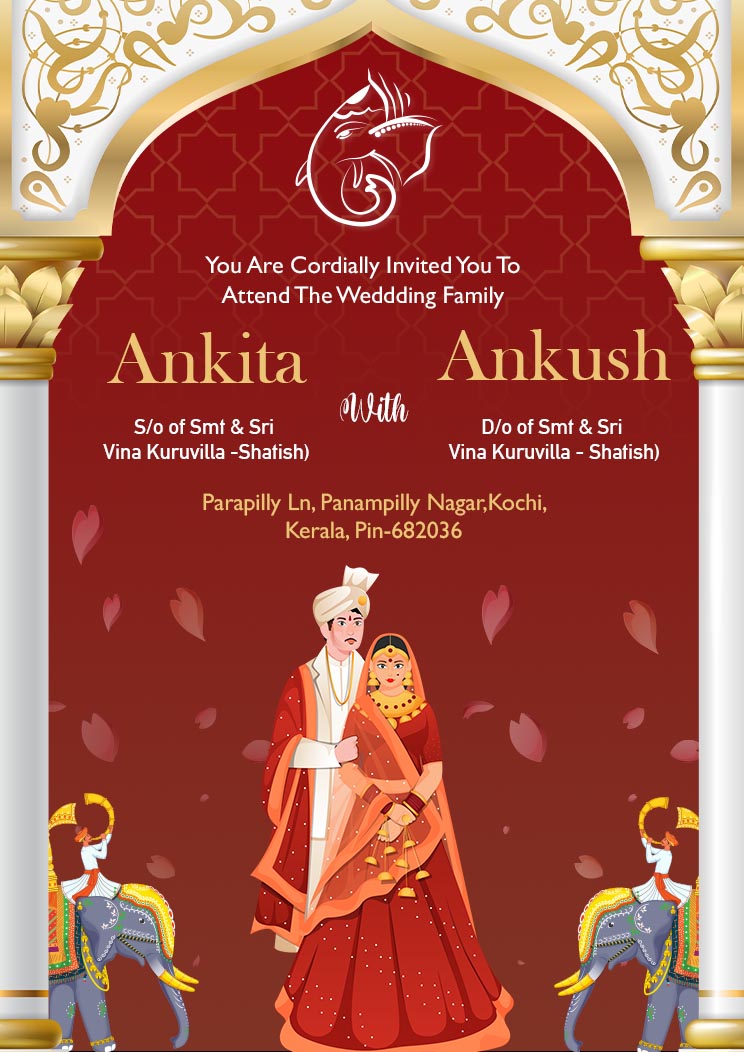 Indian Caricature Wedding Invitation Card