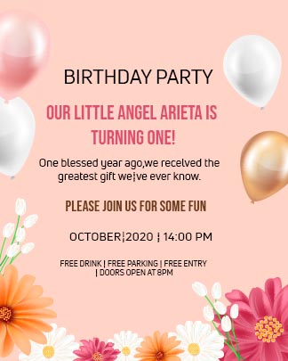Free Birthday Party Colorful Invitation Card Download