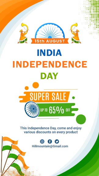 15 August Happy Independence Day Sale Offer Instagram Story