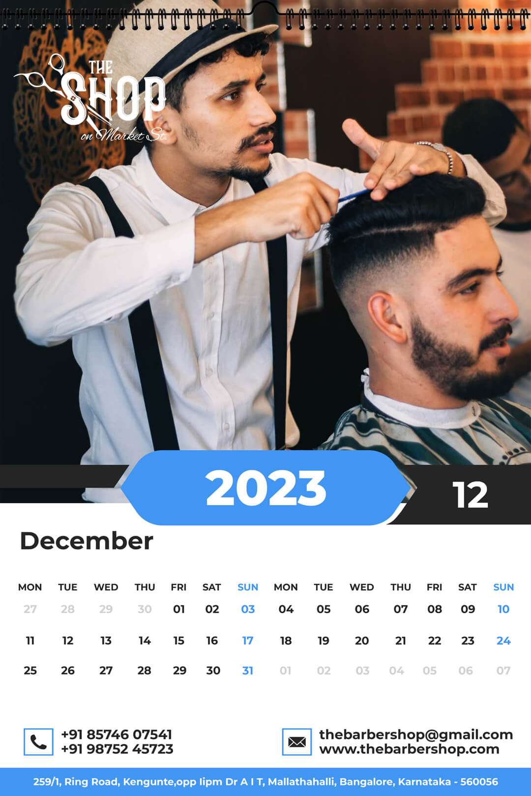 December 2023 Wall Portrait Calendar Template
