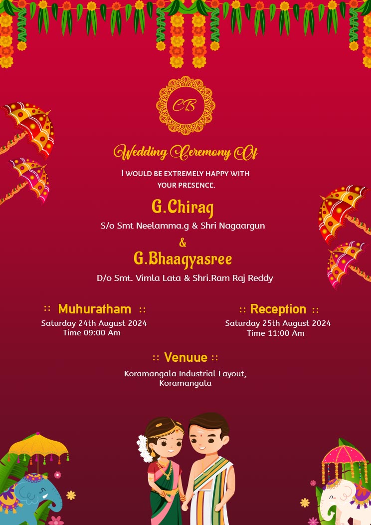 South Indian Wedding Invitation Card