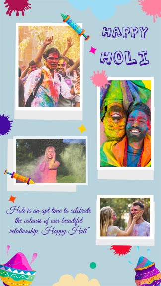 Happy Holi Quotes Photo Collage Story Template