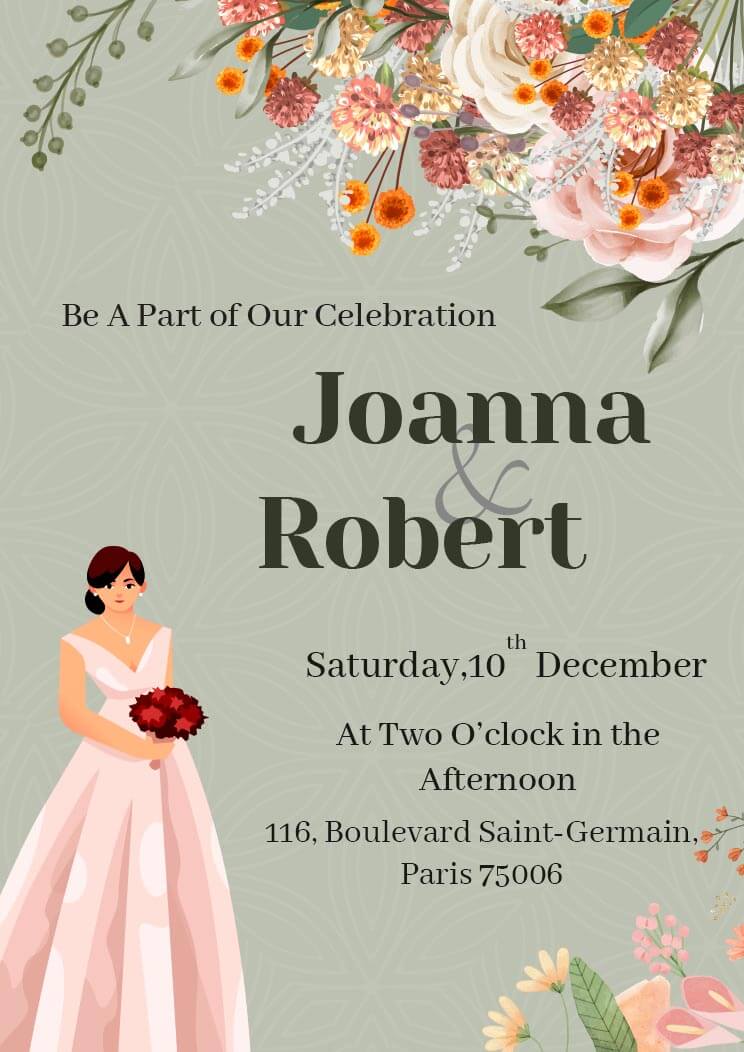 Floral A4  Bridal Shower Invitation Template