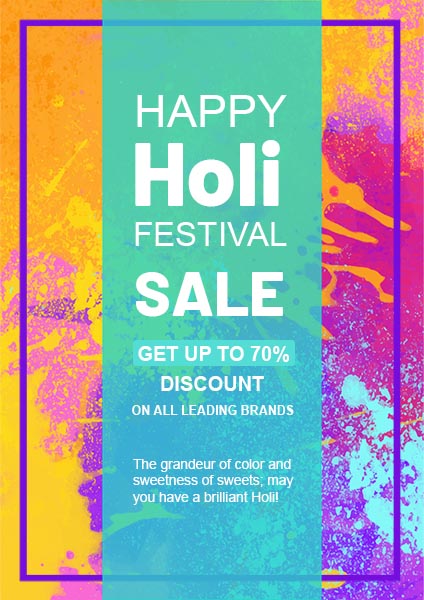 Holi Festival Discount Template