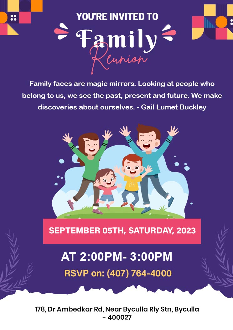 Family Reunion Party Celebration Invitation
