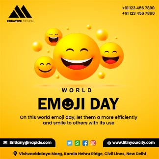 Simple Daily Branding Post For  Smiling Emoji for World Emoji Day With Yellow Gradient Background
