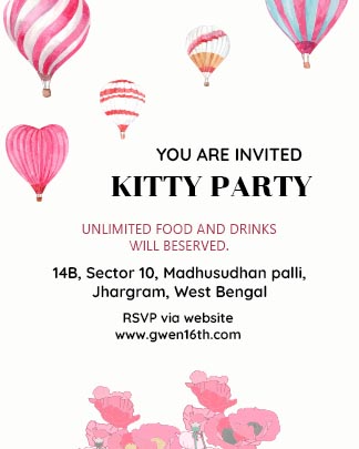 Creative White themed Kitty Party Invitation Portrait card