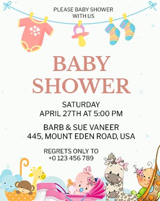 Colorful Baby Shower Invitation Portrait Card