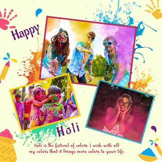 Happy Holi Instagram Photo Collage Post