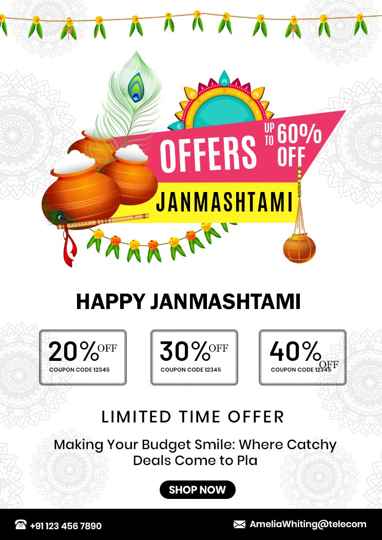 Happy Krishna Janmashtami Sale Template
