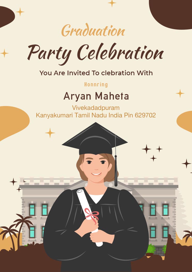 Light Brown Creative Graduation Party Celebration Invitation A4
