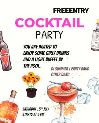 Editable Cocktail Party Invitation Portrait Card