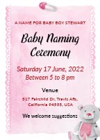 Baby Naming Ceremony Celebration Invitation Card