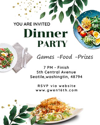 Simple New Dinner Party Invitation Card