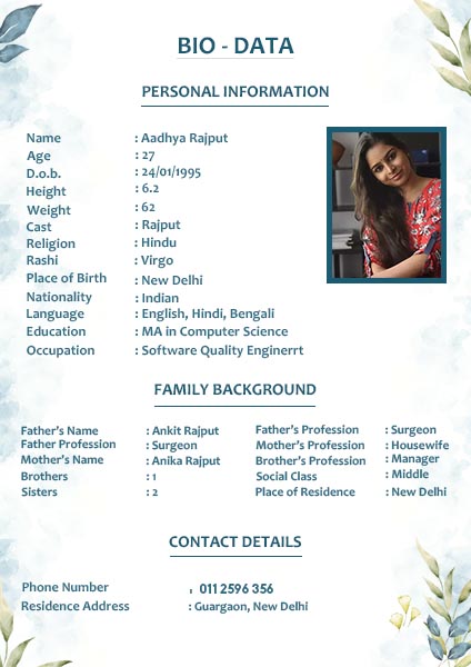 Biodata Form for Marriage