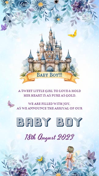 Digital Baby Announcement Invitation Card