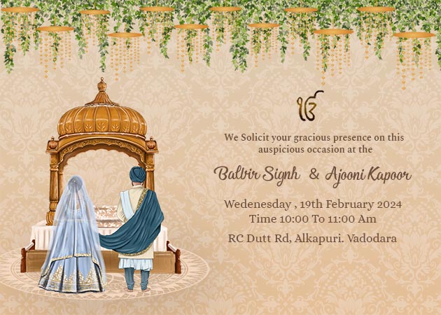 Landscape Punjabi Wedding Invitation Card Maker Template