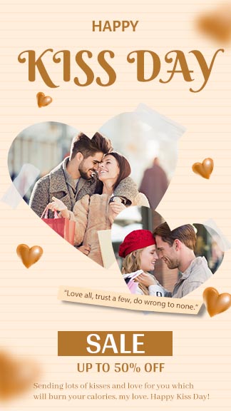 Leather and Copper Background Happy Kiss Day Instagram Story Maker Template