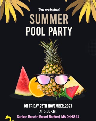 Summer Pool Party Invitation Portrait Card
