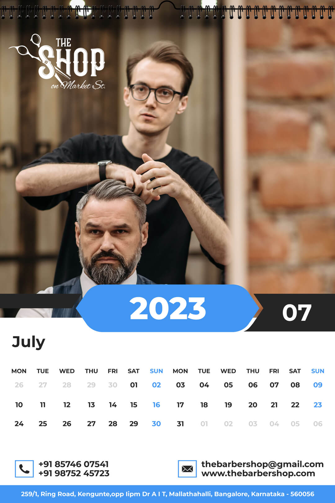 July 2023 Wall Portrait Calendar Template