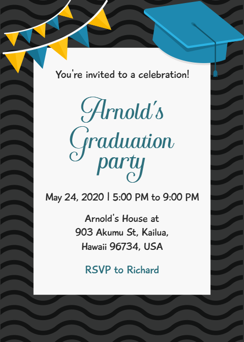 Colorful Graduation Party Simple Invitation Card