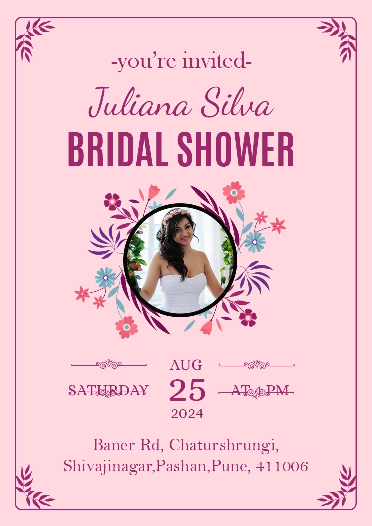 Bridal Shower Party Invitation Pink Solid