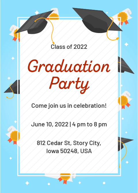 Graduation Party Invitation Card Template