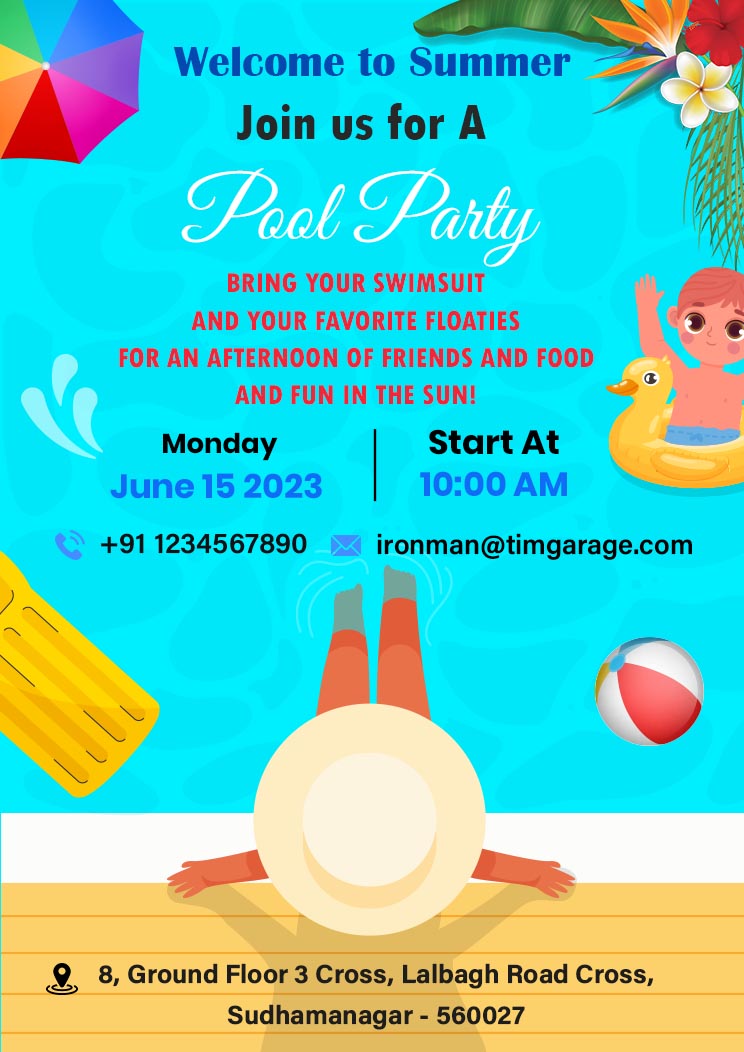 Invitation Card For Pool Party