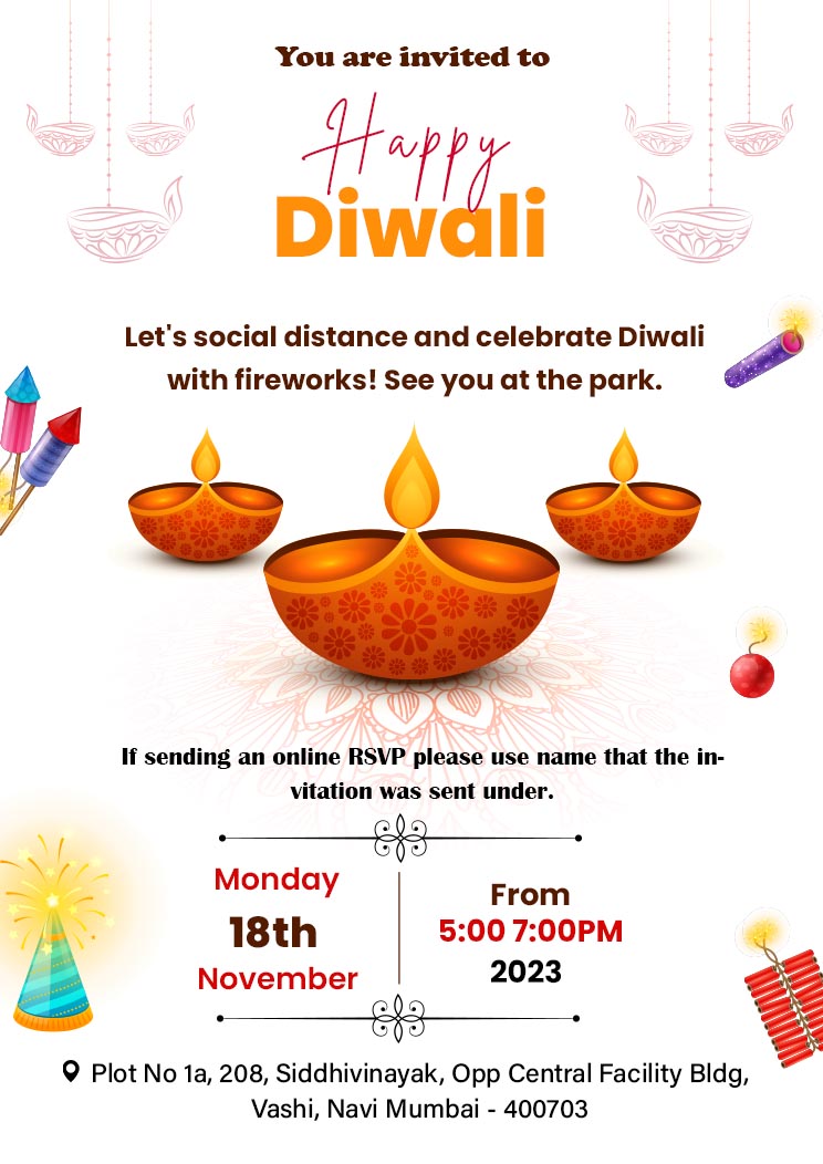 Happy Diwali Celebration A4 Invitation Card